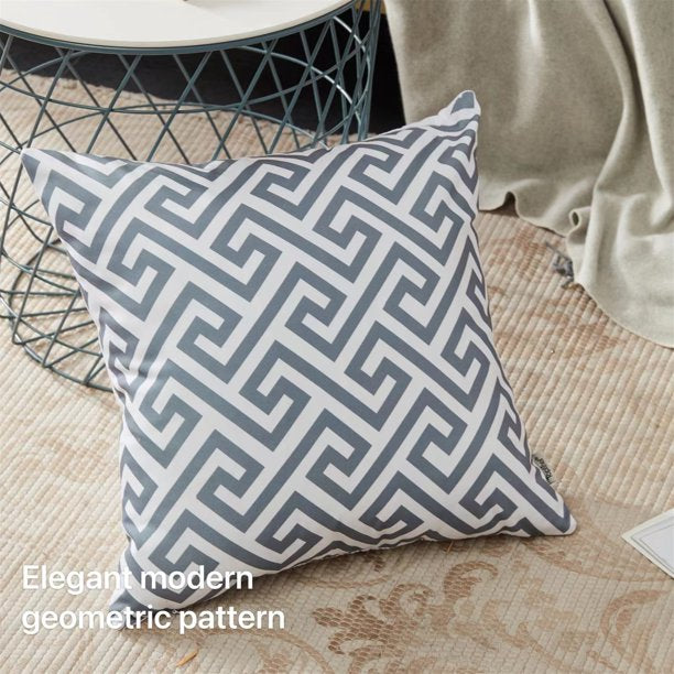 Fine Cotton Geometric Print Cushion Covers Set of 6, Grey