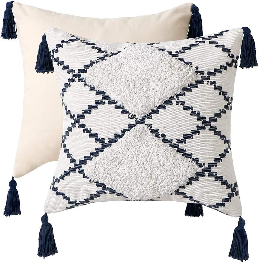 Moroccan Style Cushion Covers with Tassels- Black