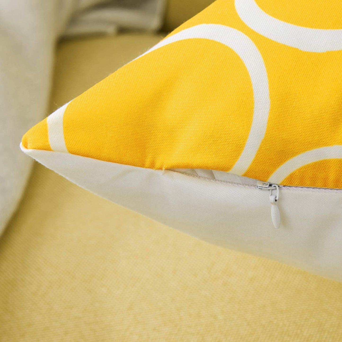 Cotton geometric print yellow cushion covers