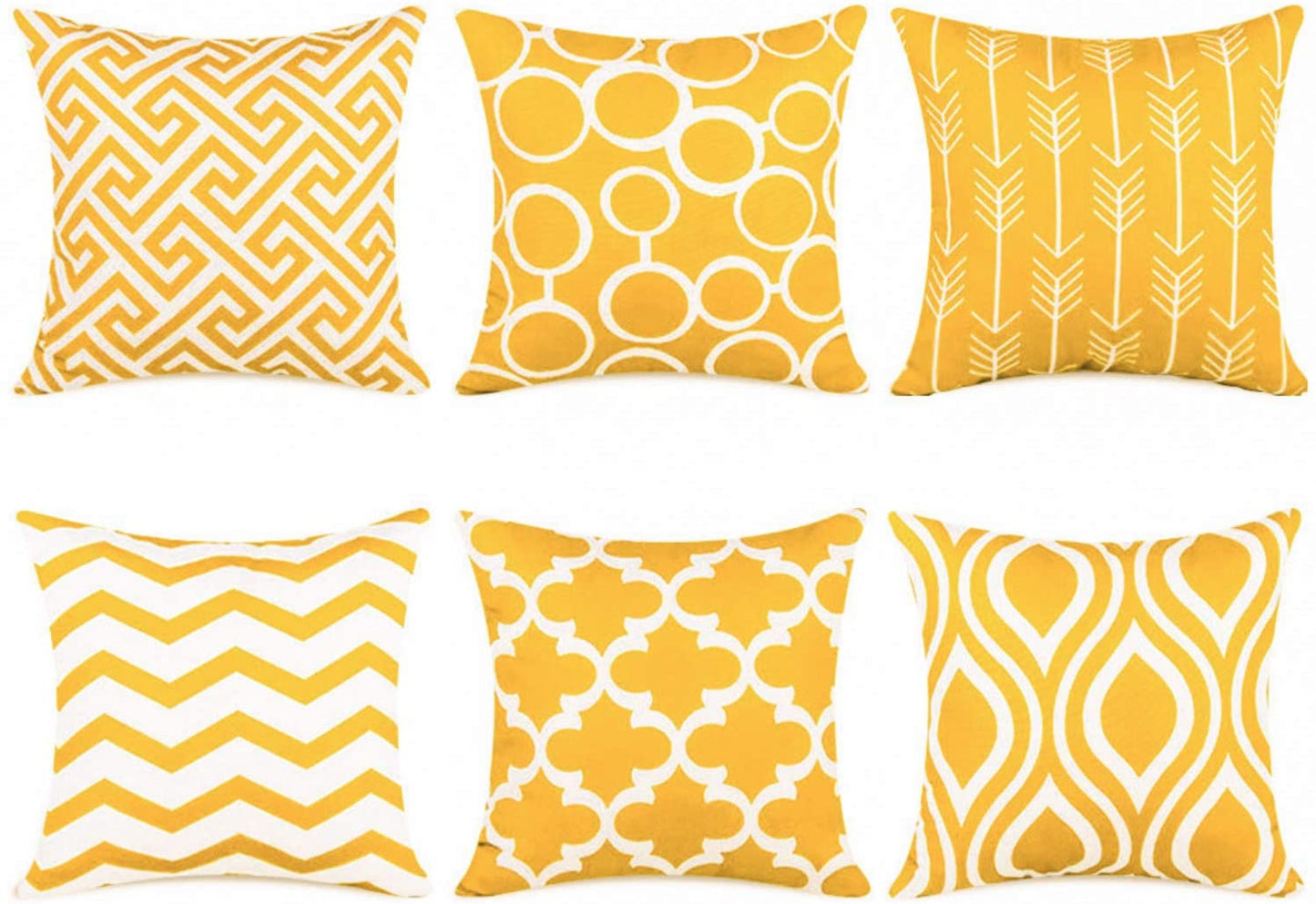 Cotton geometric print yellow cushion covers