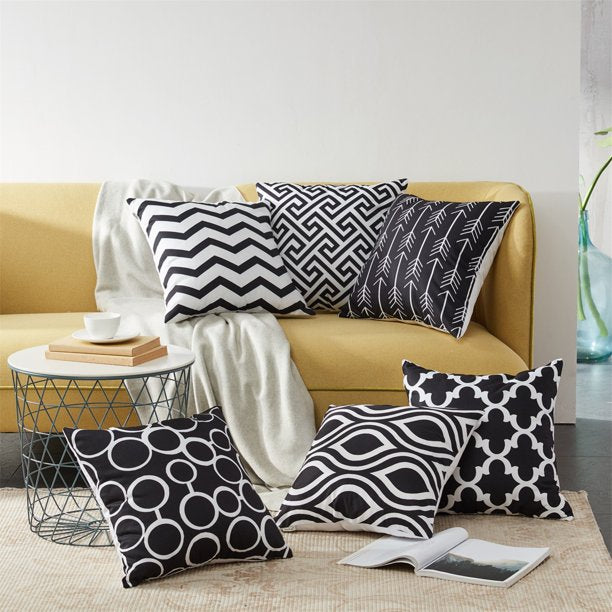 Ebony n Ivory Theme Throw Pillow Covers