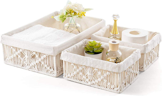 Macrame Shelf Organiser/ Nursery Basket Set - Boho Design