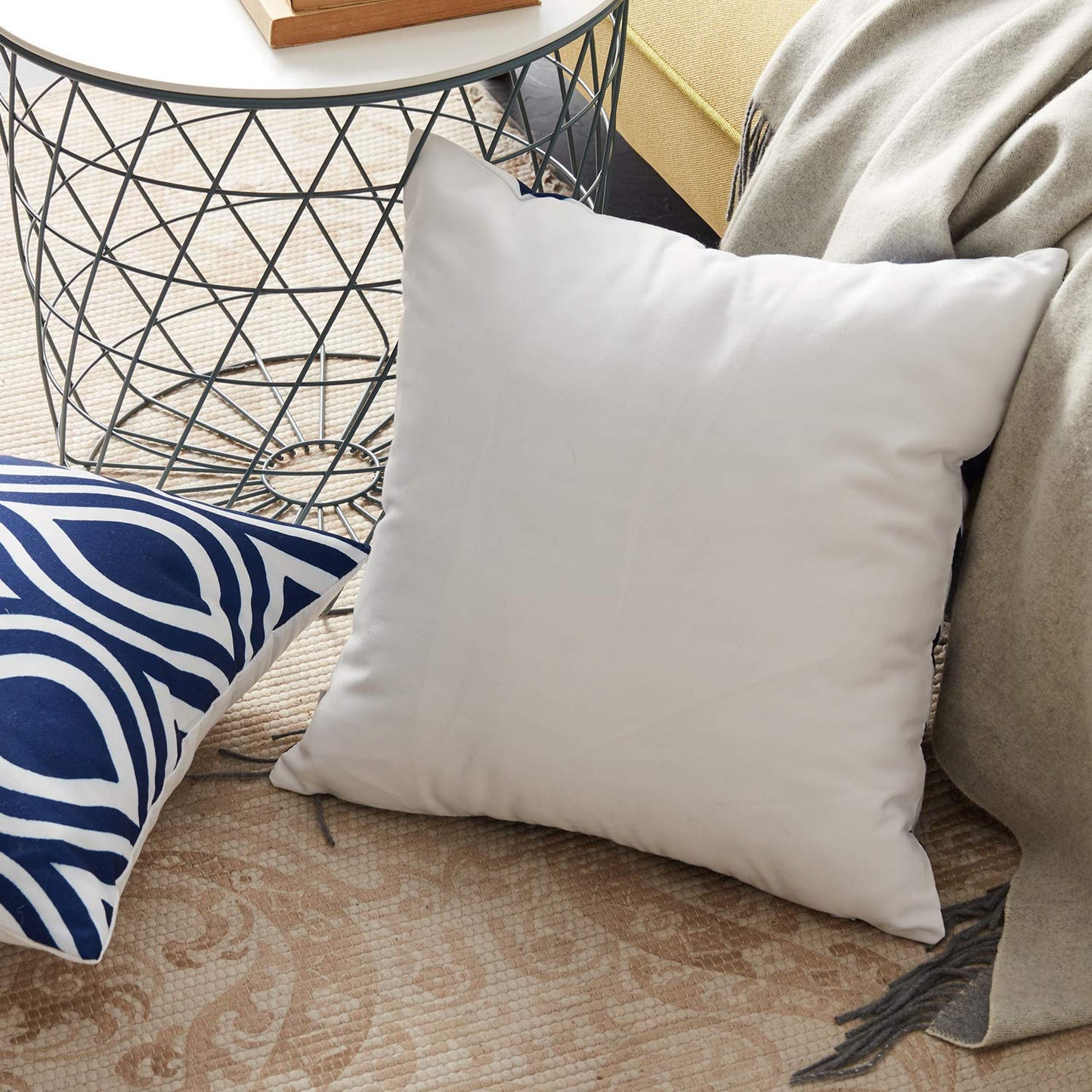 Decorative Cotton Throw Pillow Covers (Set of 6, Navy Blue)