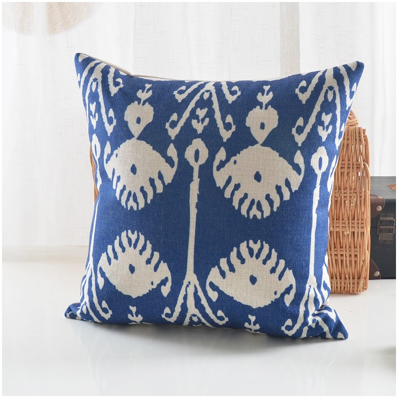 Indigo blue Ikat Print Decorative Throw Pillow covers with Sham