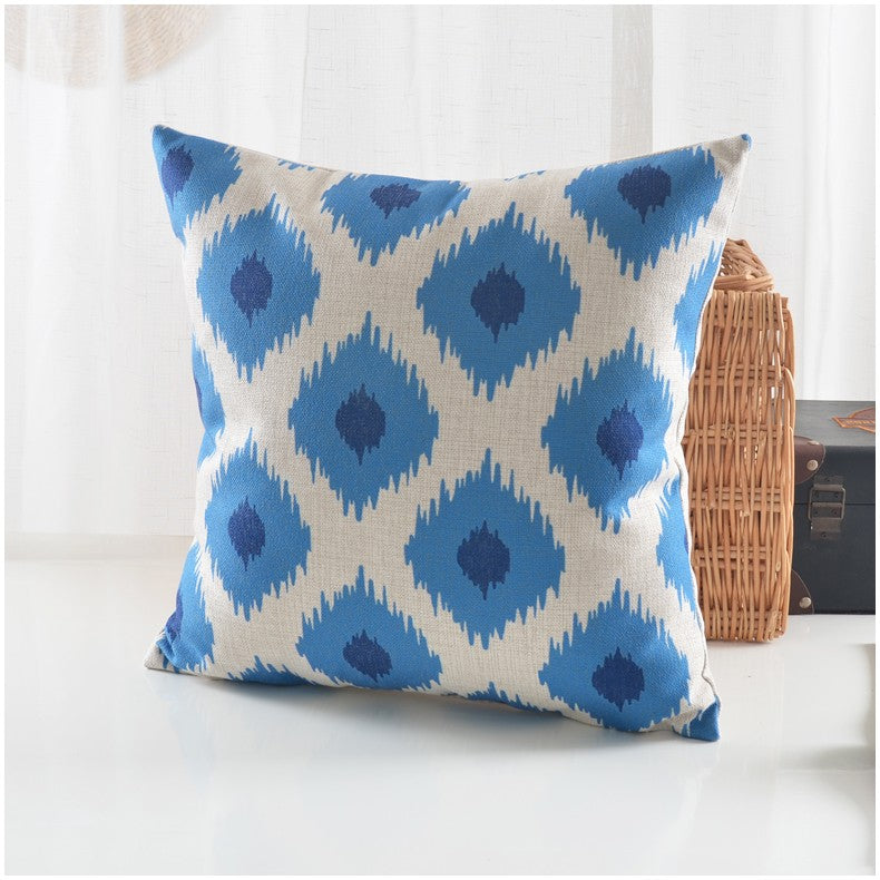 Indigo blue Ikat Print Decorative Throw Pillow covers with Sham