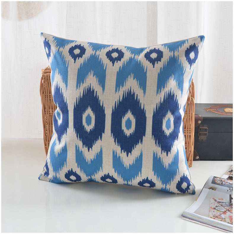 Indigo blue Ikat Print Decorative Throw Pillow covers with Sham