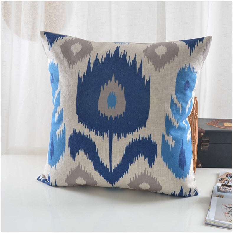 Indigo blue Ikat Print Decorative Throw Pillow covers with Sham