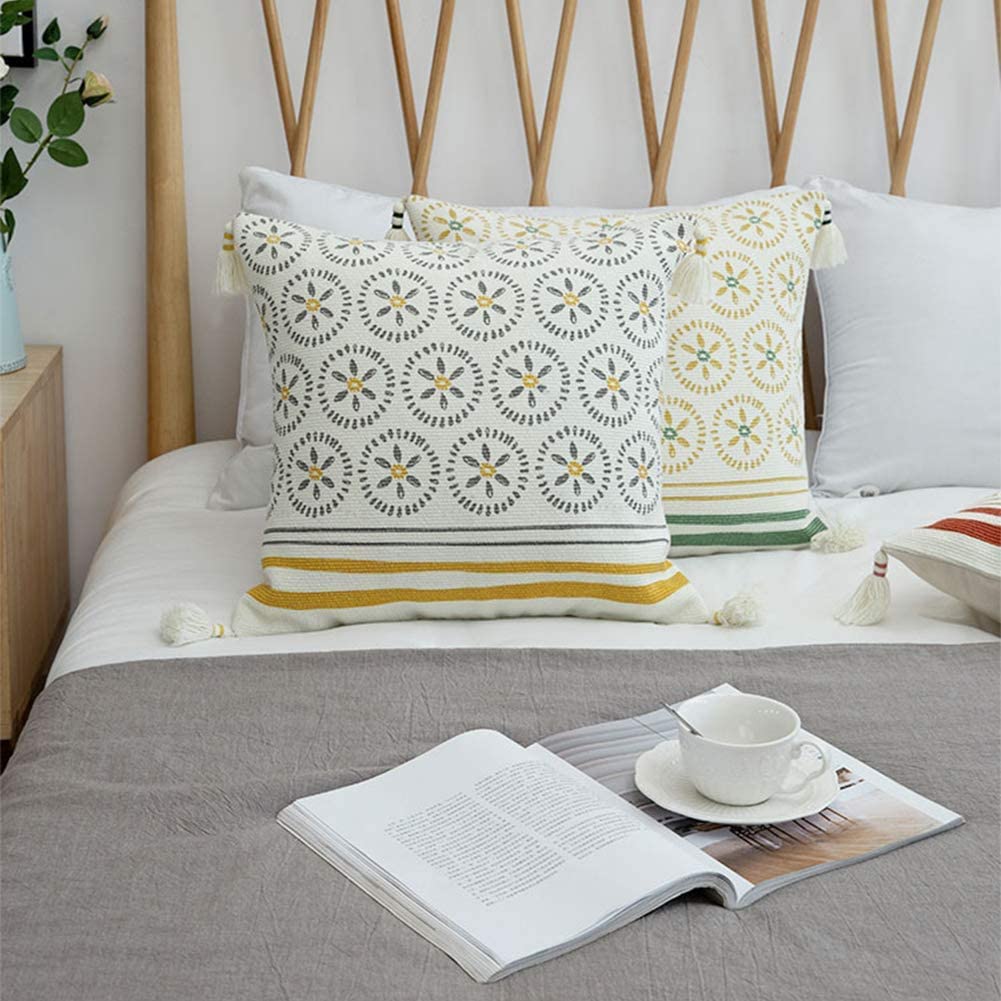 Yellow and grey Twin shade combo cushion cover