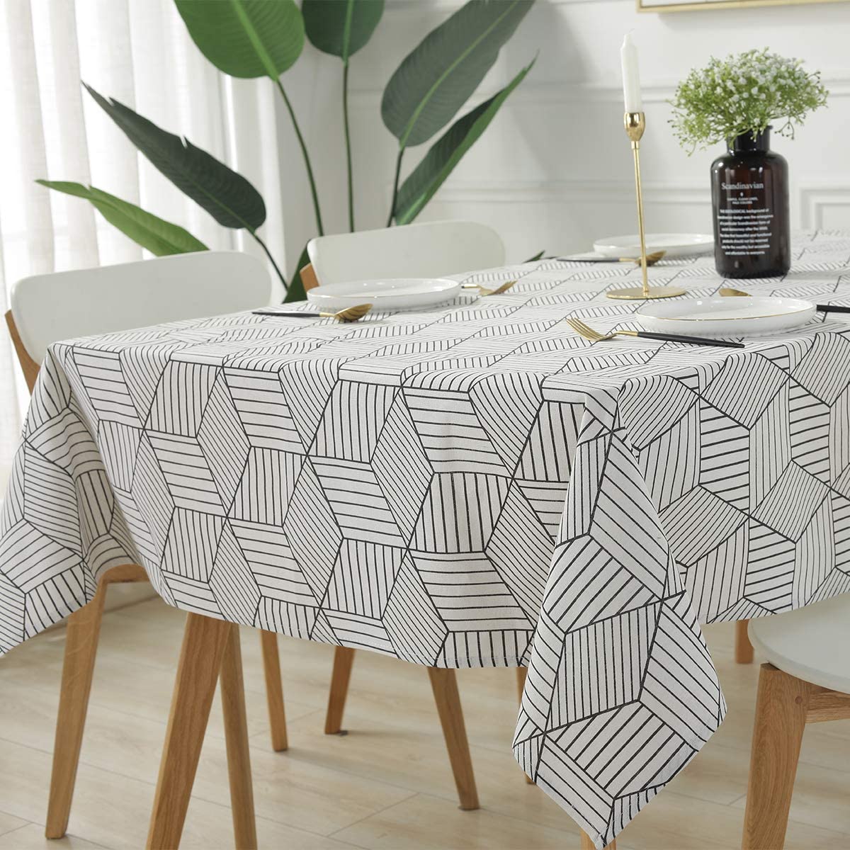 Black Stripe Urban Cotton Tablecloth