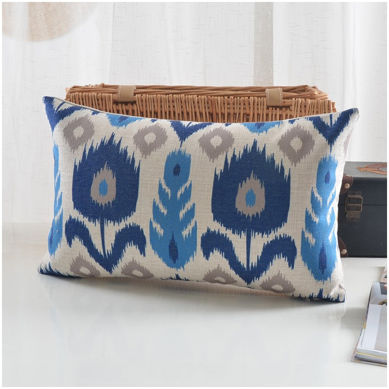 Indigo blue Ikat Print Decorative Throw Pillow covers with Sham