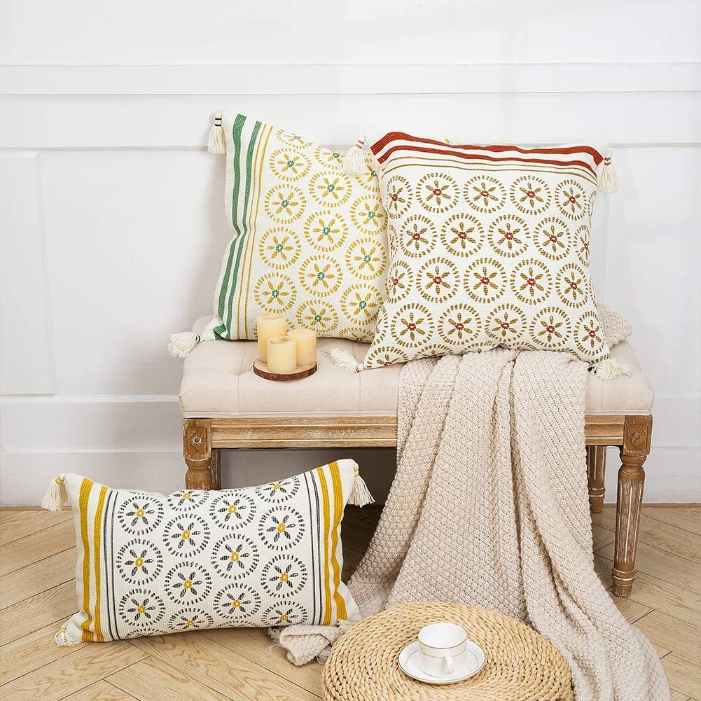 Yellow and grey Twin shade combo cushion cover