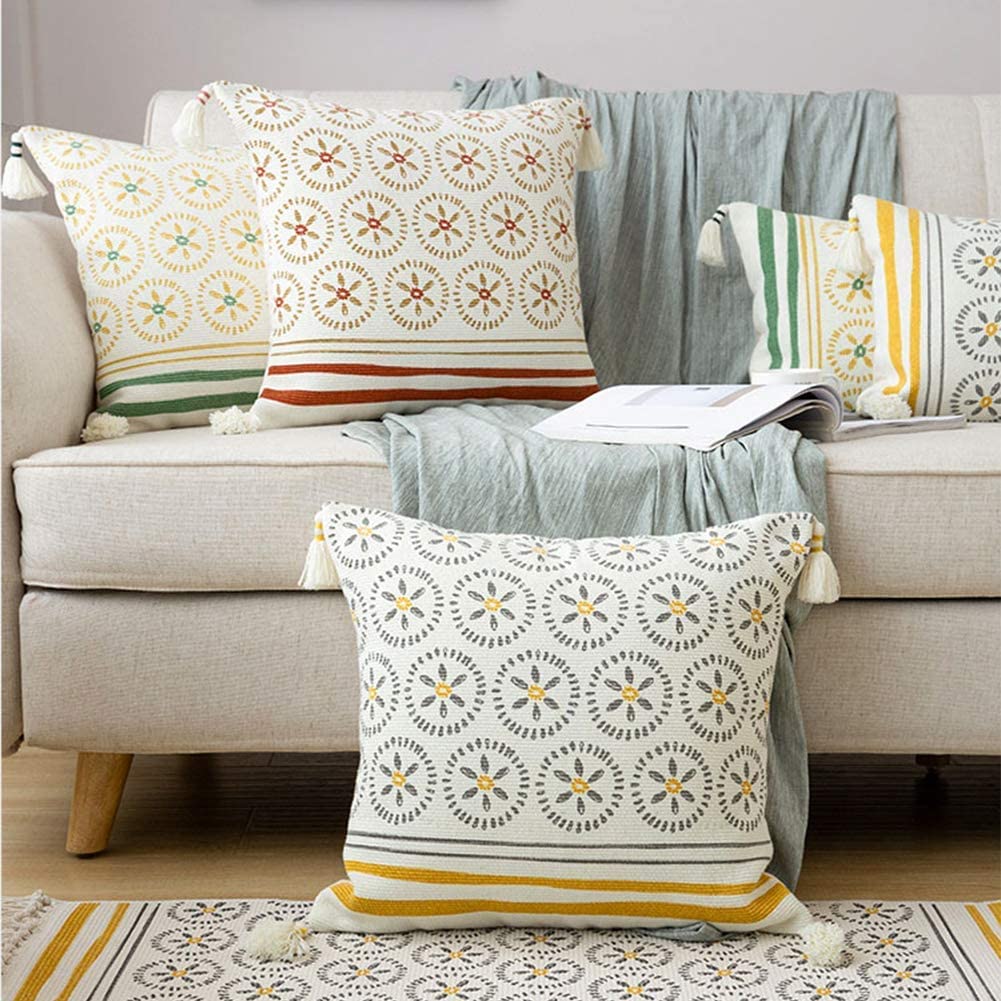 Yellow and grey Twin shade combo cushion cover