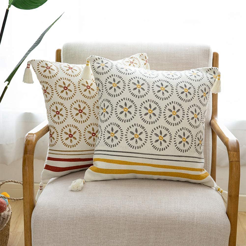 Yellow and grey Twin shade combo cushion cover