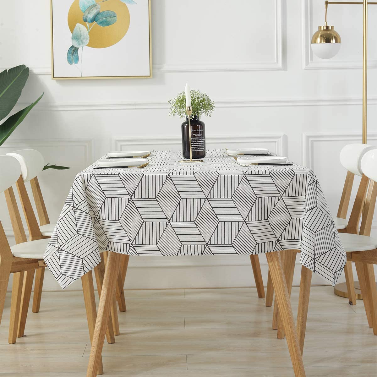 Black Stripe Urban Cotton Tablecloth