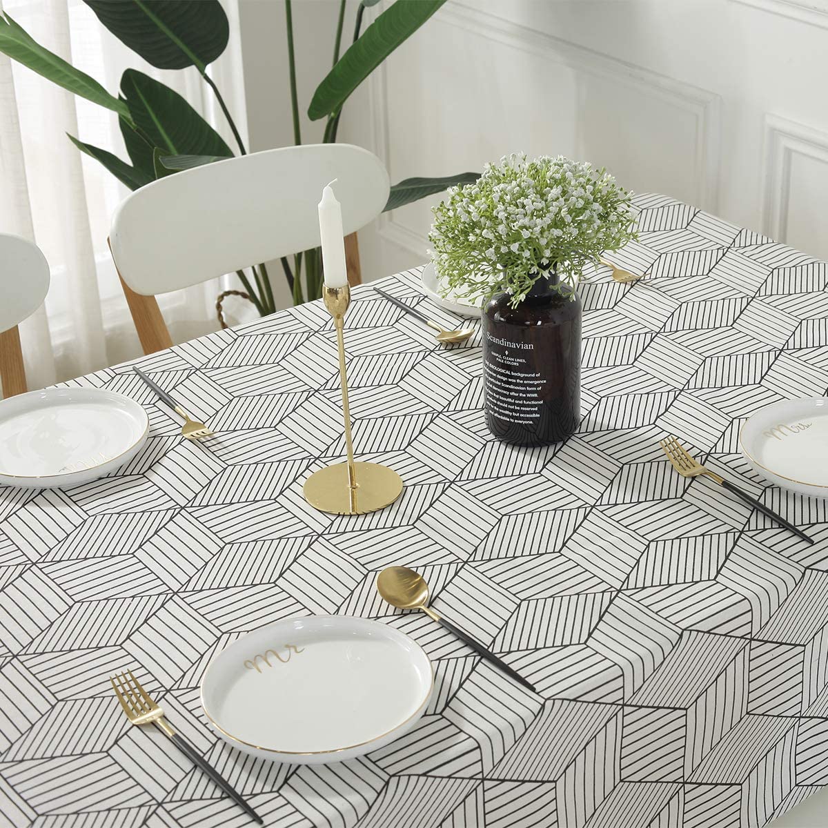 Black Stripe Urban Cotton Tablecloth