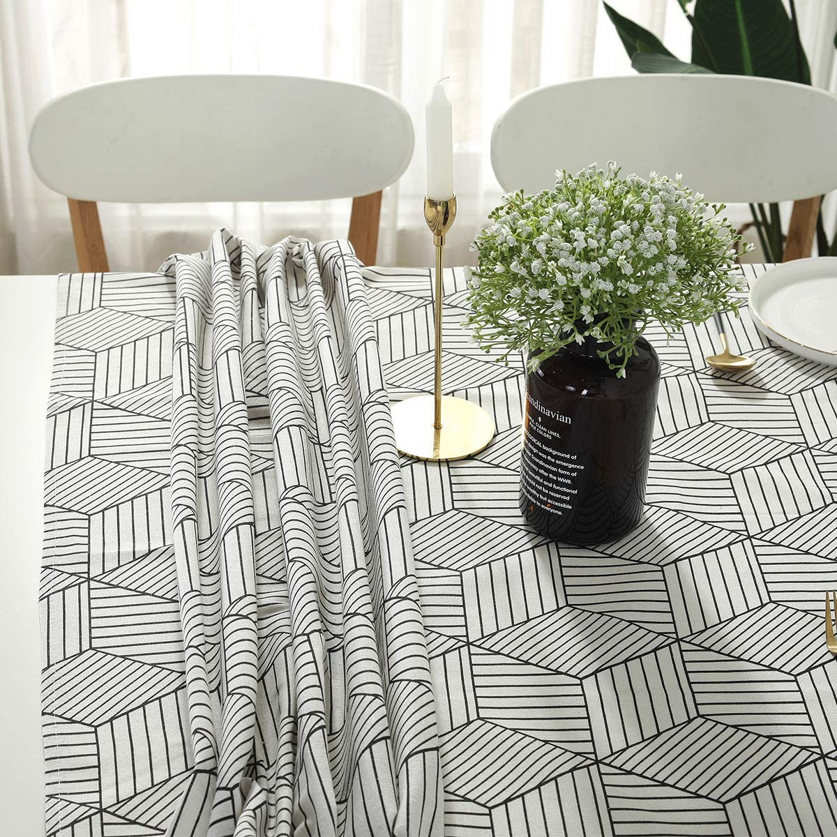 Black Stripe Urban Cotton Tablecloth