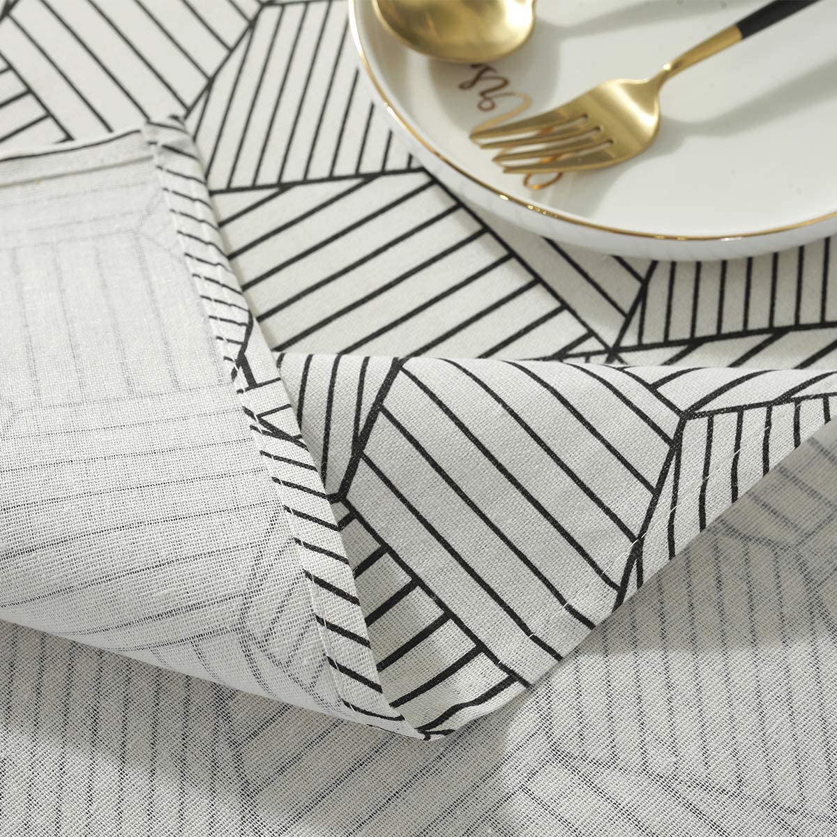 Black Stripe Urban Cotton Tablecloth