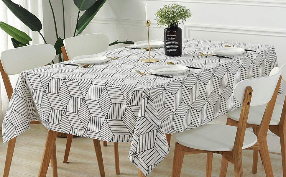 Black Stripe Urban Cotton Tablecloth