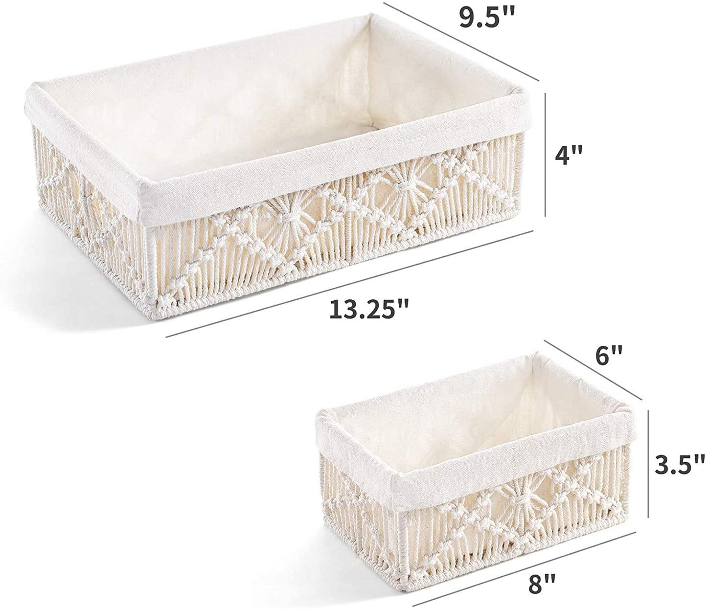 Macrame Shelf Organiser/ Nursery Basket Set - Boho Design