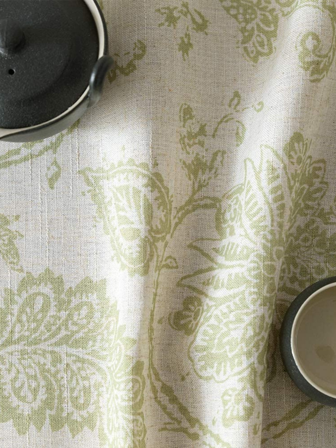 Floral Printed Cotton Tablecloth for Dining Table, Patio Table, Picnic Table, Hotel Buffet Table -  Sage Green