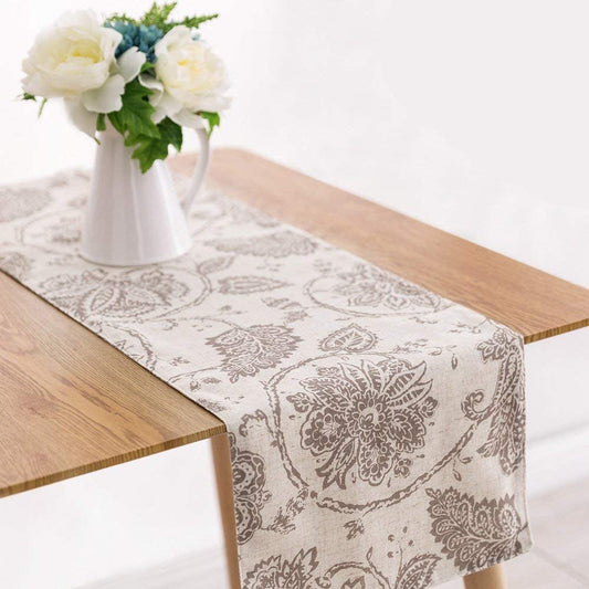 Beige table runner floral prints