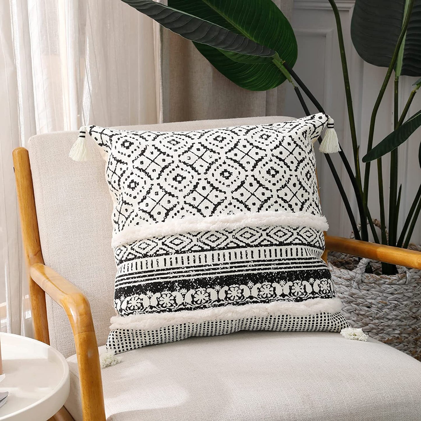 Black Tufted BOHO Cushion Cover