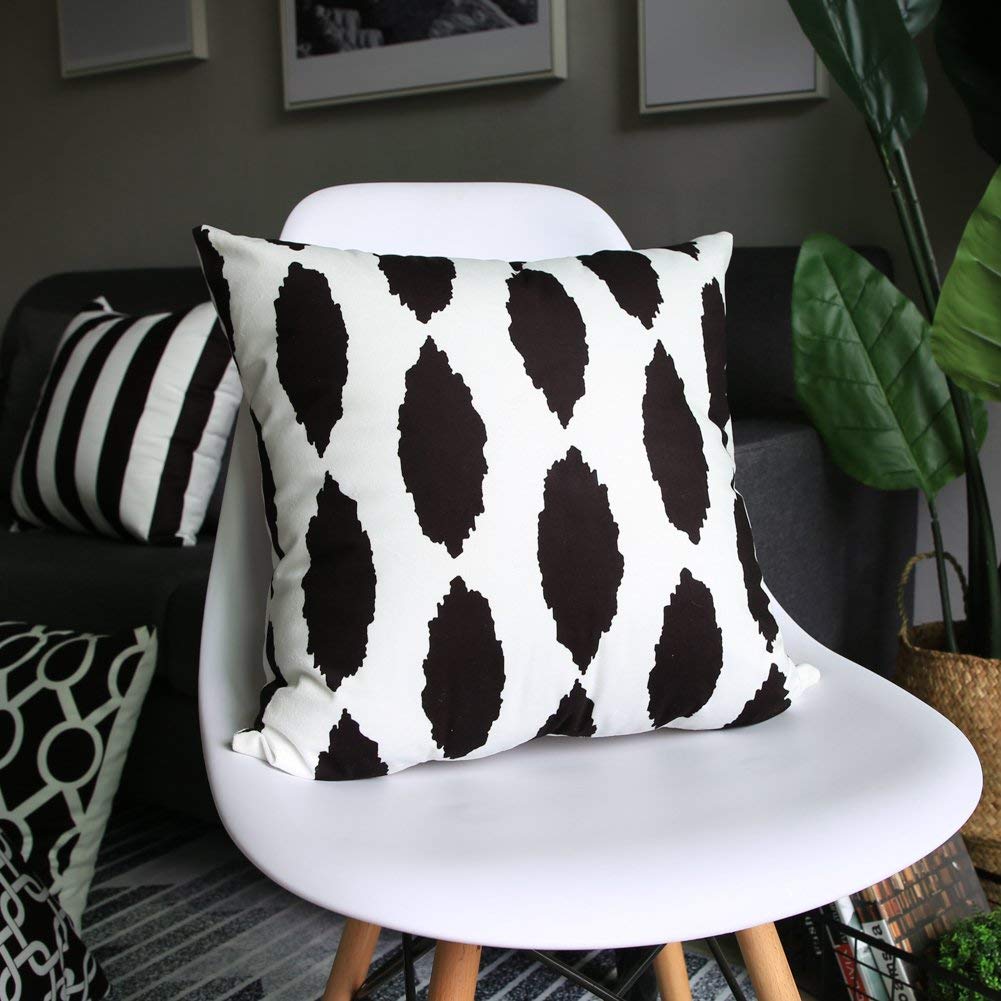 Black and White Decorative Throw Pillow Covers