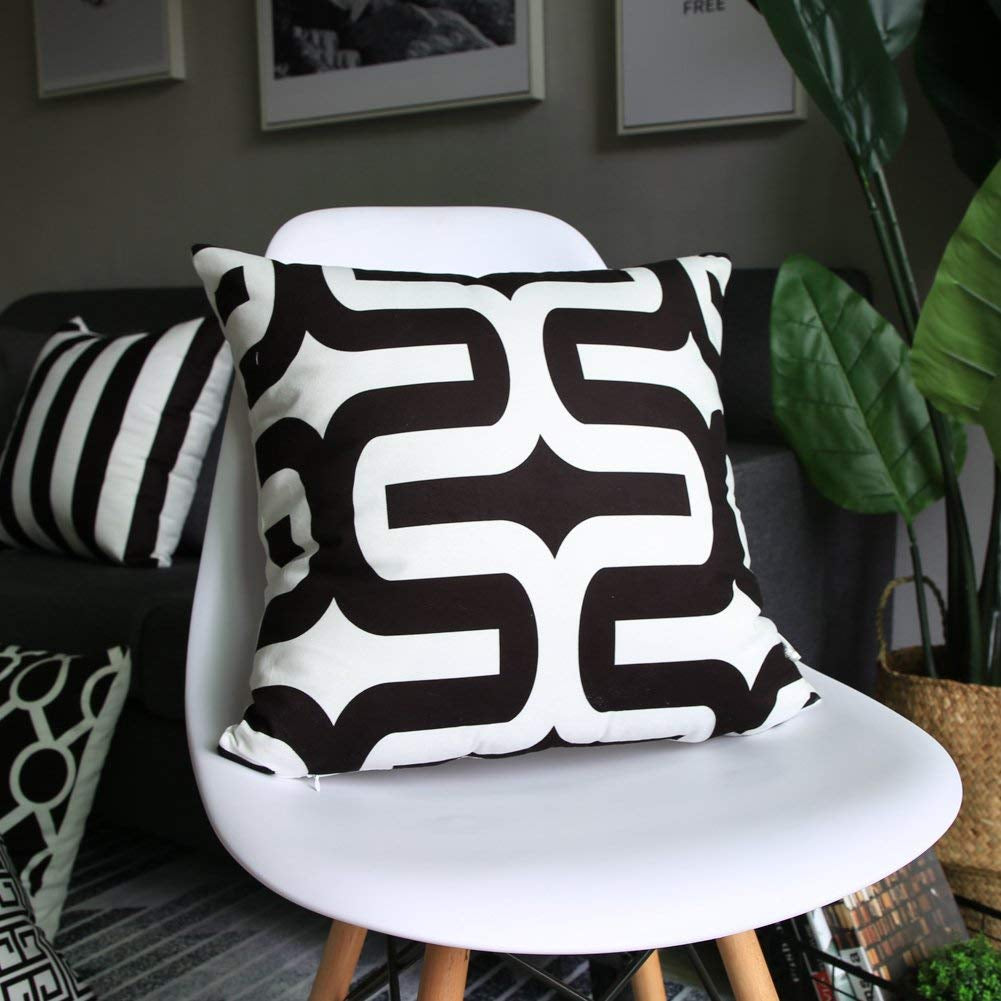 Black and White Decorative Throw Pillow Covers