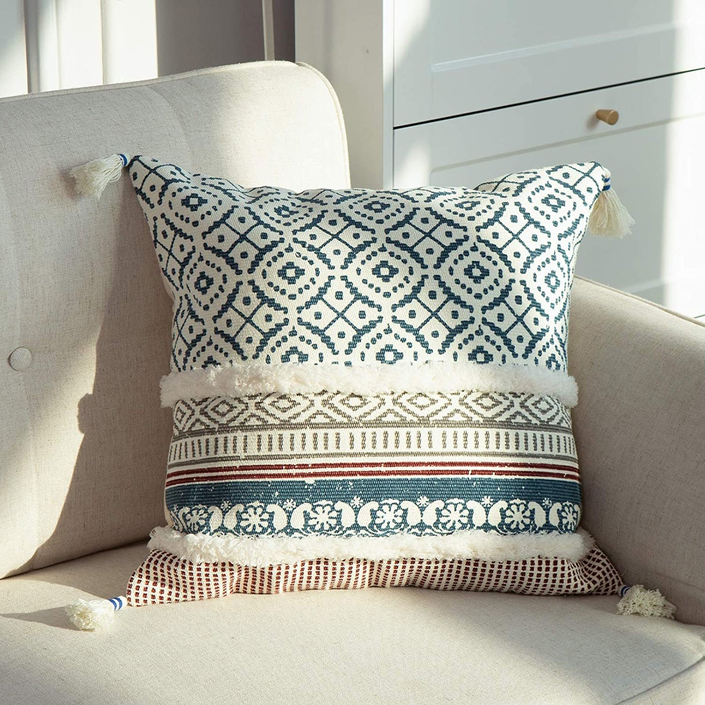 Distress Print - Tufted Boho Collection with Tassles