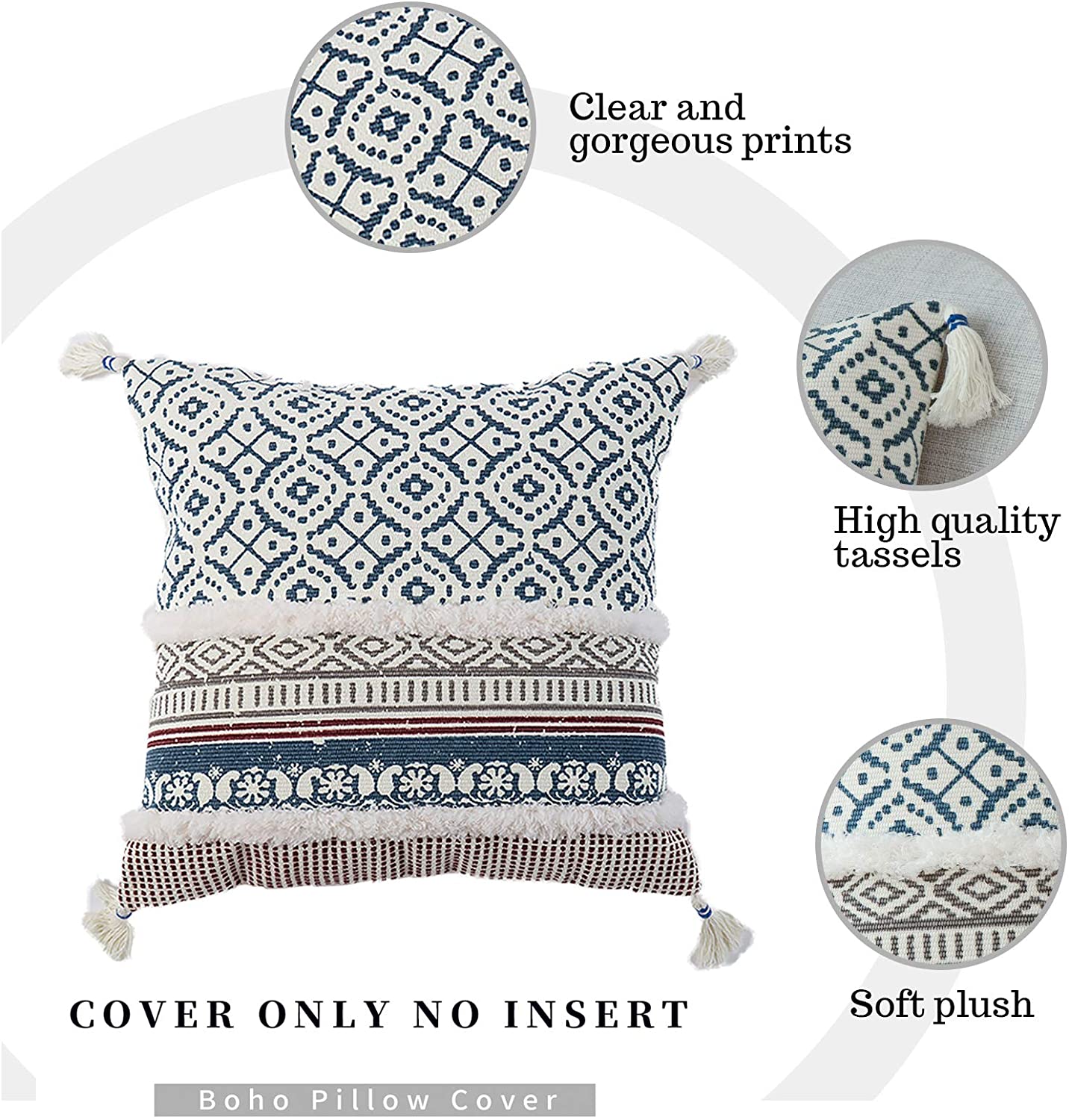 Distress Print - Tufted Boho Collection with Tassles