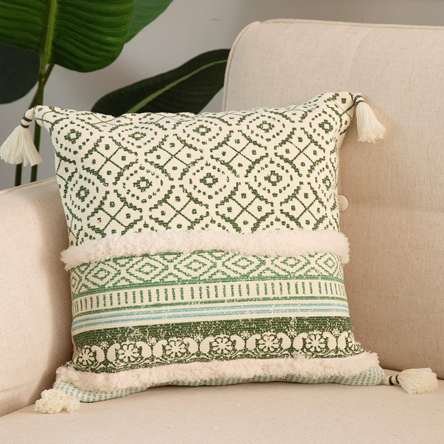 Green Pillow case - distress printing