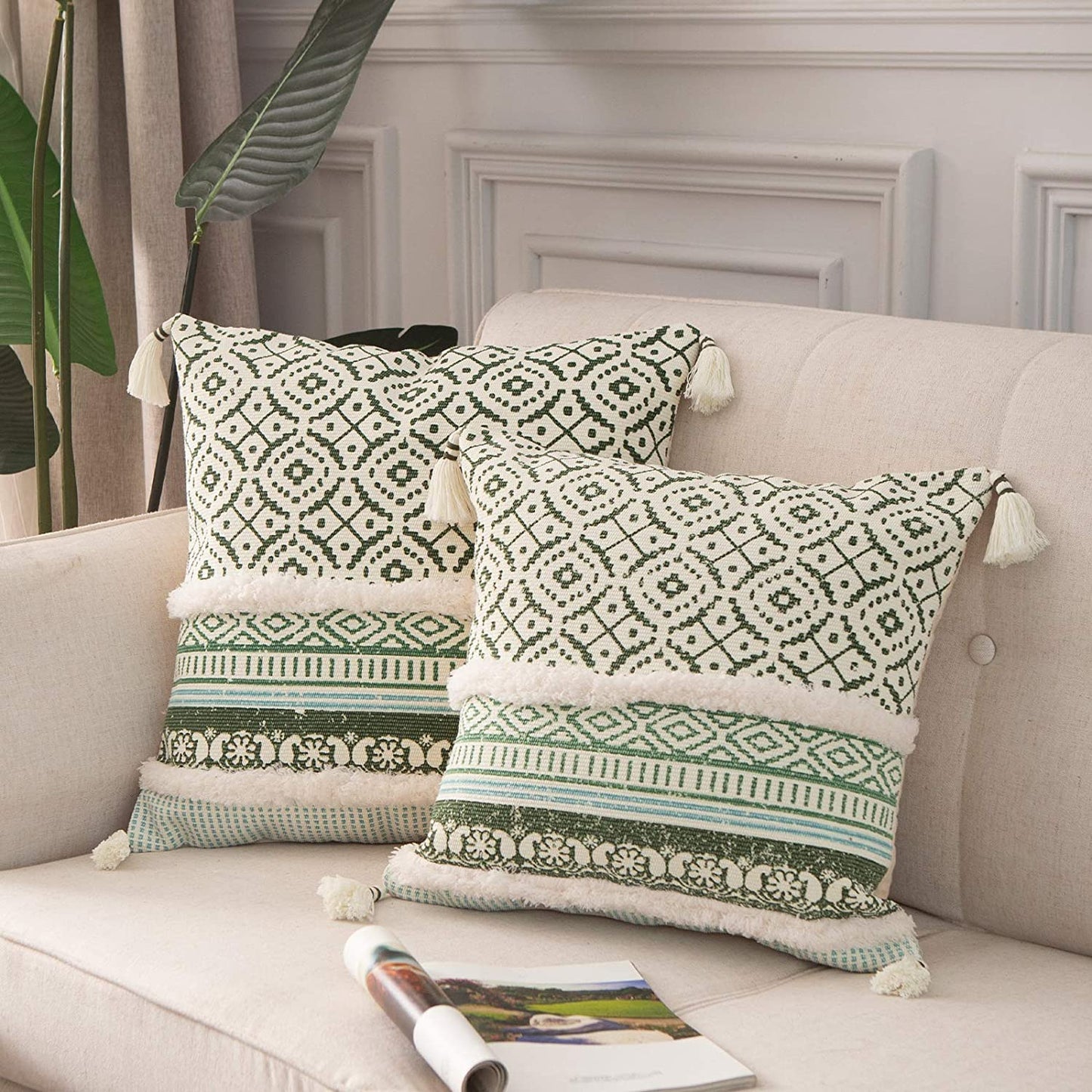 Green Pillow case - distress printing