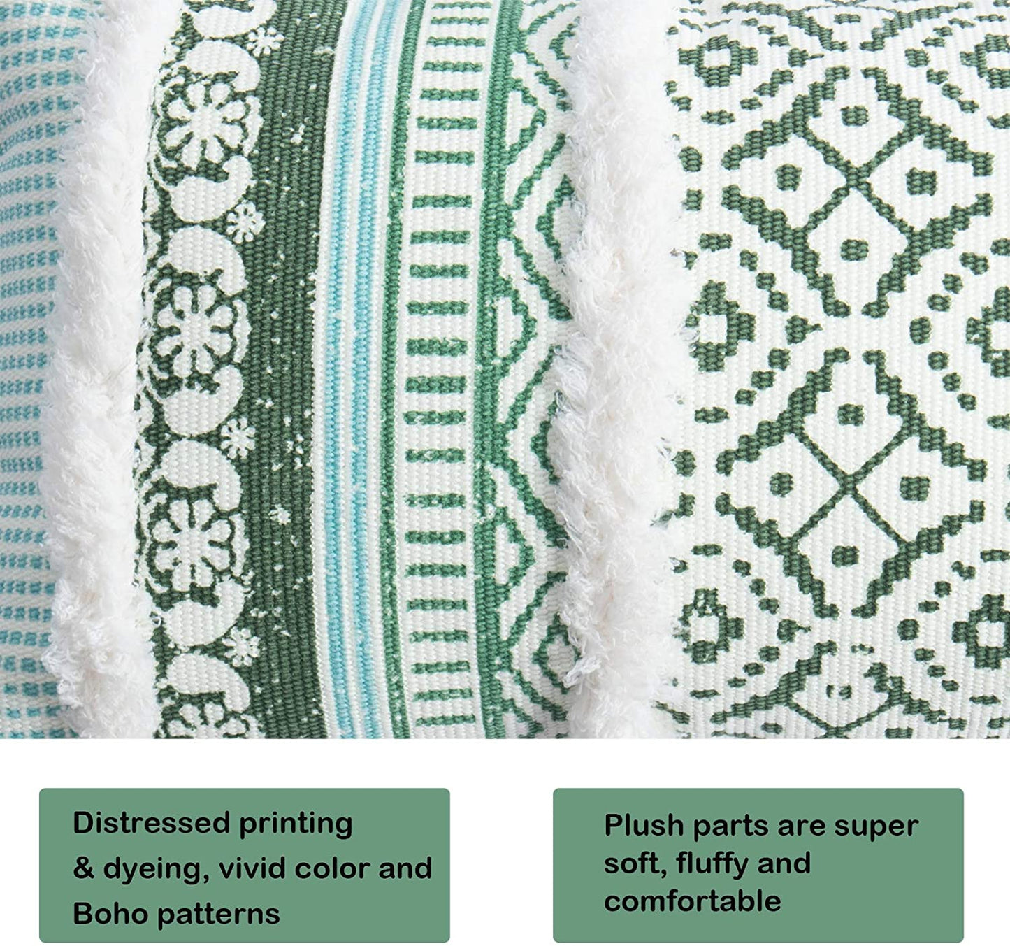 Green Pillow case - distress printing