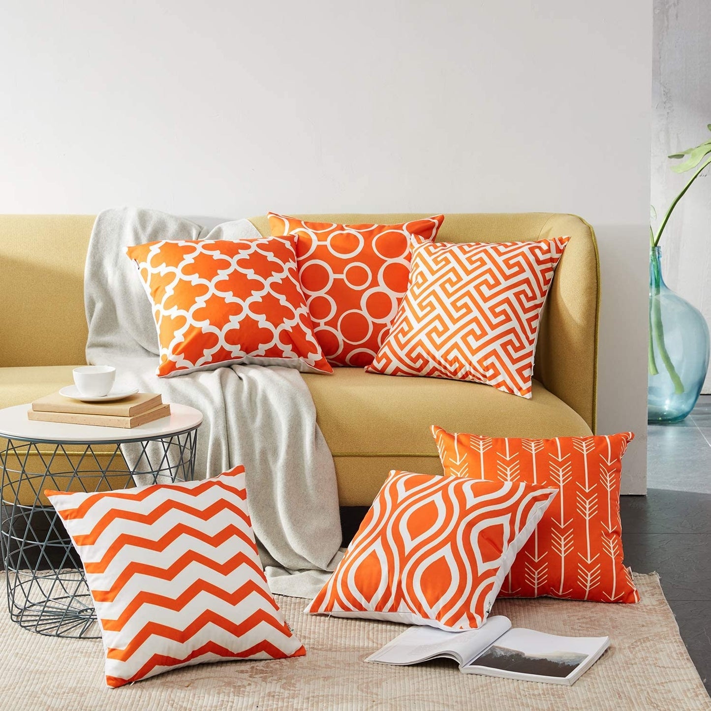 Citrus Range Throw Pillow Covers - Orange